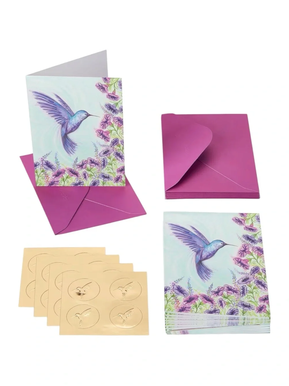 Papyrus Watercolor Hummingbird Blank Card Set 20 BNIB